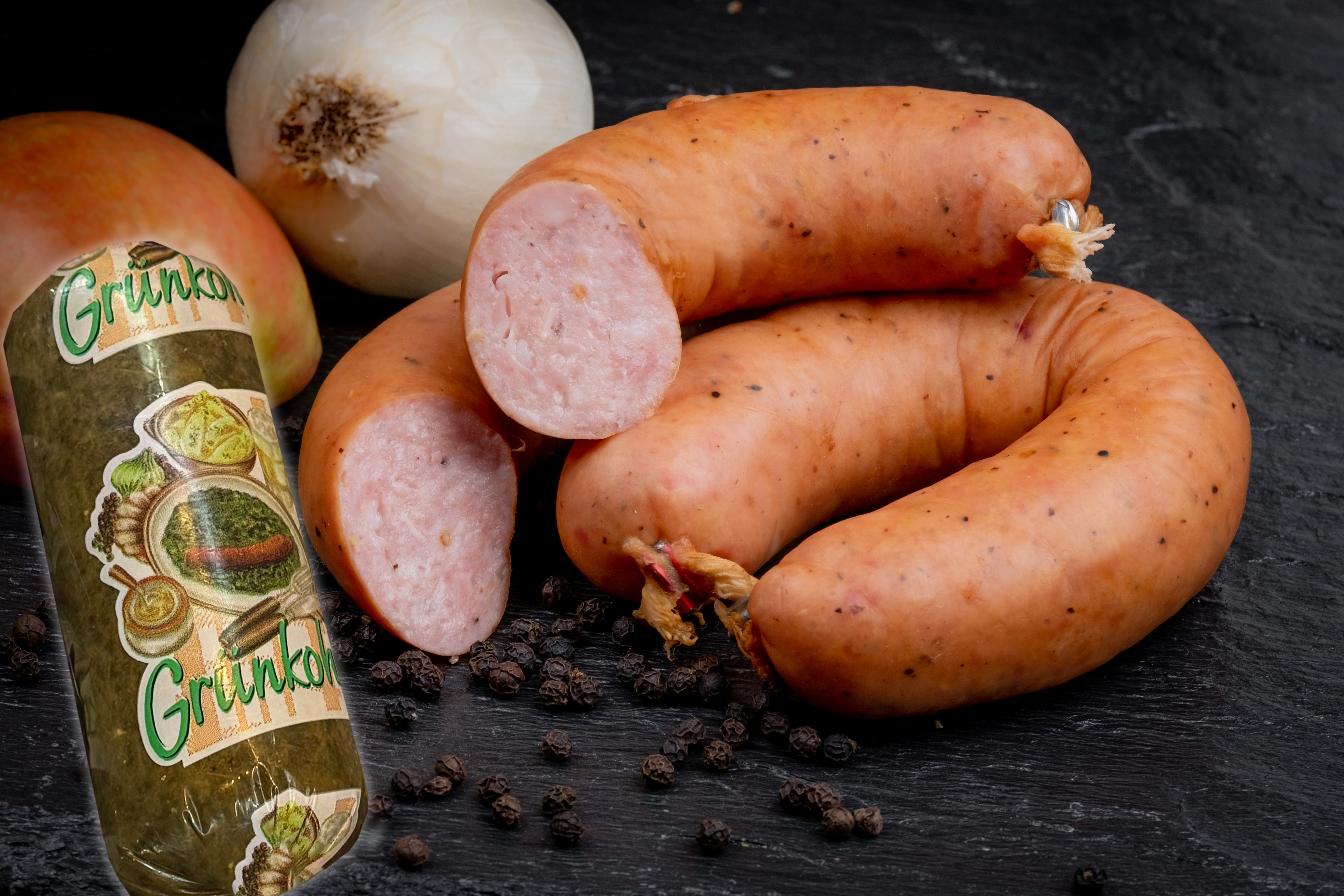 Bregenwurst geräuchert mit Grünkohl Bregenwurst geräuchert mit Grünkohl